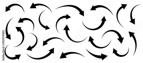 Arrow icon.  Curved arrows.  Modern simple arrows. Collection different arrows