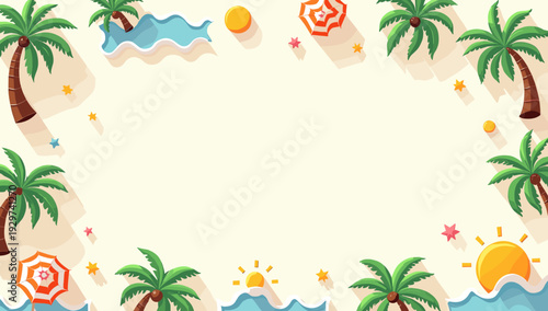 A bright, stylized illustration evoking a relaxed vacation mood. Ideal for travel promotions, summer content, and website backgrounds, creating an inv