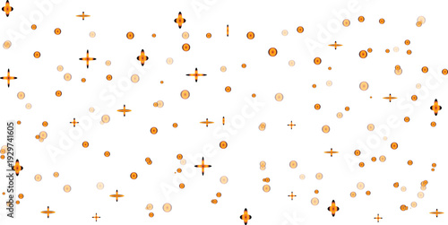 Golden bokeh light particles and glowing stars on black background