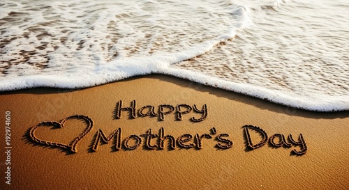 Happy mother's day message in sand silhouette