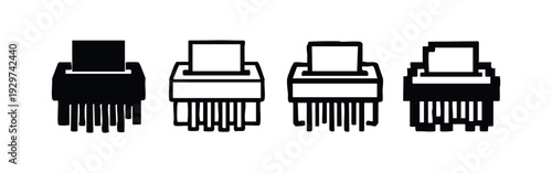 Paper Shredder Machine Icons Set