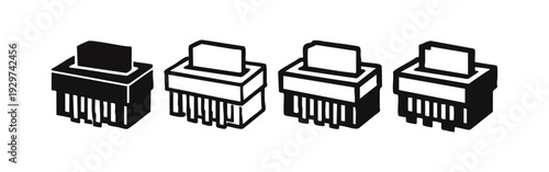 Isometric Paper Shredder Machine Icons Set