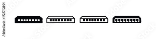 Harmonica or vent icons set. Black and white vector symbols for design.