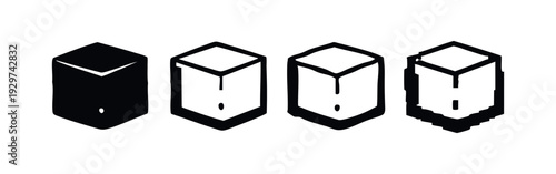 Isometric Portable Power Bank Icon Set with Solid, Outline, Bold, and Pixel Art Styles