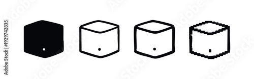 Isometric Portable Charger Icon Set with Solid, Outline, Bold, and Pixel Art Styles