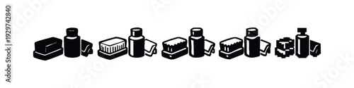 Shoe Care Kit Icons with Sponge, Polish Bottle, and Brush in Various Styles