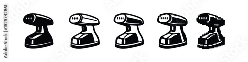 Isometric Handheld Steam Cleaner Icons Set for Fabric and Home Cleaning in 3D Styles