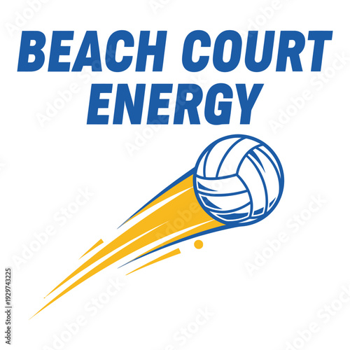 Beach volleyball court energy logo with dynamic motion tshirt design