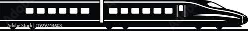 Modern high speed bullet train silhouette vector illustration, fast railway locomotive for passenger transportation and rapid transit system for global travel and logistics design
