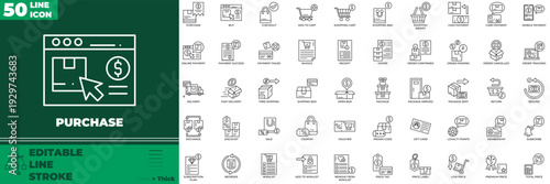 Purchase Line Editable Icons set