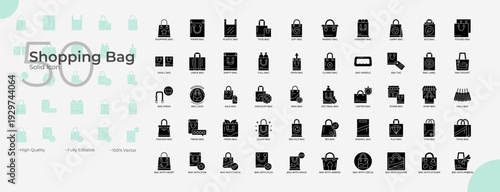 Shopping Bag Solid Editable Icons set