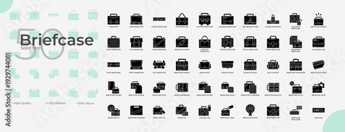 Briefcase Solid Editable Icons set