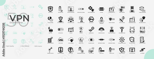 VPN Duotone Editable Icons set