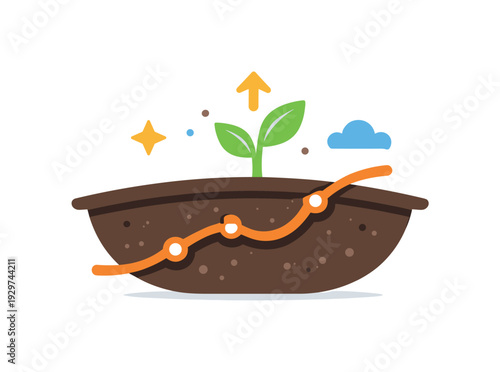 Invisible progress and long-term effort without immediate feedback, a growth line forming underground before emerging upward representing patience, trust, and