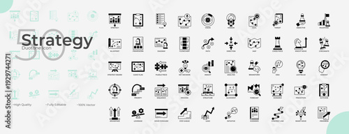 Strategy Duotone Editable Icons set