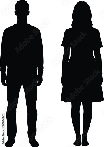 A silhouette of a man and woman standing side by side