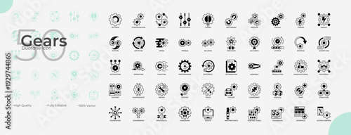 Gears Duotone Editable Icons set