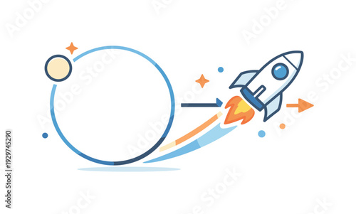 Momentum unlocked after alignment and preparation in long term goals expressed through cosmic transition, a spacecraft smoothly shifting from circular orbit