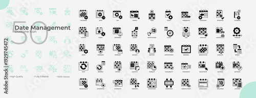 Date Management Duotone Editable Icons set