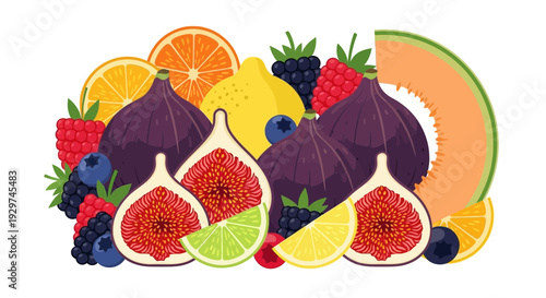 colorful fruit mix with figs and citrus