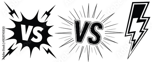 versus battle vs fight comparison, vector graphic design element, competitive icons and symbols, creative illustration set for games, sports, and branding.