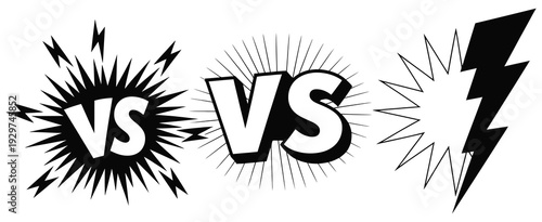 versus battle vs fight comparison, vector graphic design element, competitive icons and symbols, creative illustration set for games, sports, and branding.