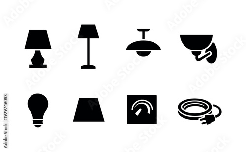 Home lighting essentials: table lamp, floor lamp, ceiling light, wall sconce, light bulb, lamp shade, dimmer switch, power cord