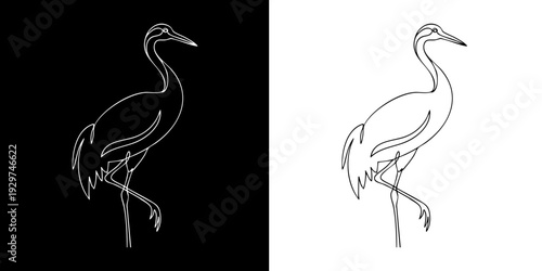 Elegant heron standing in serene natural setting with graceful posture