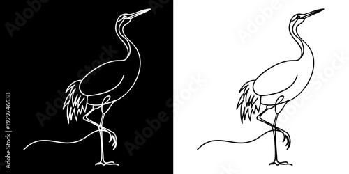 Elegant heron standing in serene natural pose with long neck