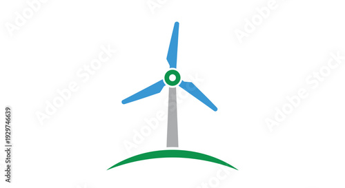 Modern wind turbine on green hill for clean energy solutions