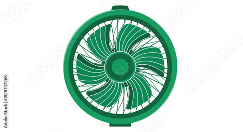 Modern green desk fan for cooling and air circulation
