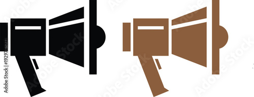 Two megaphones in black and brown colors