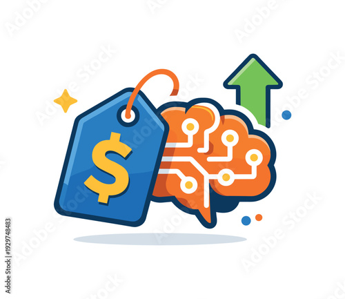 AI powered revenue optimization and smart pricing strategies for digital products adapting to market demand in real time, a price tag combined with a small