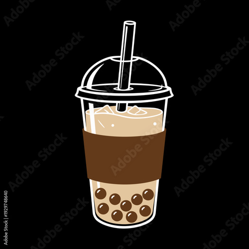 Bubble Milk Tea in Plastic Cup.