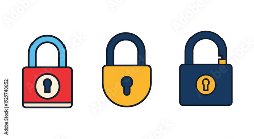 Vintage Lock Line minimal abstract concept illustration