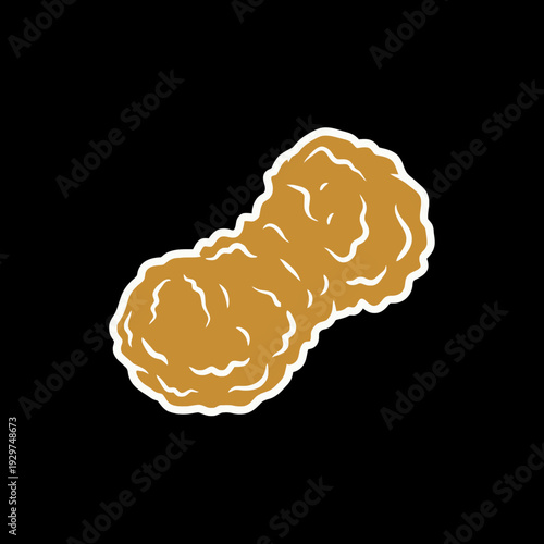 Illustration of a Peanut on Black Background.