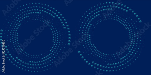Blue abstract background with glowing circles. Swirl circular lines pattern. Geometric spiral. Twirl element. Modern graphic design. Futuristic technology concept. Vector illustration