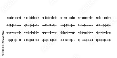 Collection of sound wave forms in grey