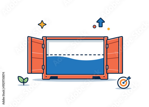 Strategic slack in systems design and leaving unused capacity to absorb shocks and opportunities, a partially empty container with a clearly visible reserve gap