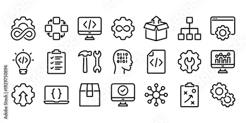 Collection of technology icons representing software development and continuous integration