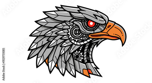 Advanced Robotic Eagle Head with Mechanical Details and Futuristic Design
