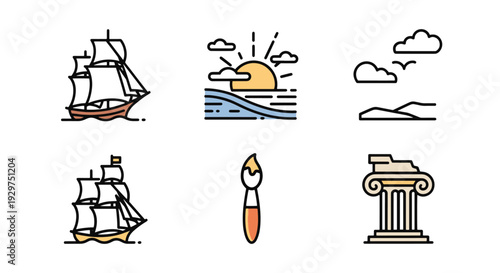 Turner Line art modern color design illustration