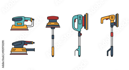Wall Sander Line art clean color illustration