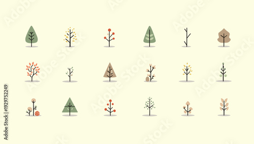 A serene and simple illustration featuring a tree and mushrooms. Perfect for backgrounds, website design, or projects needing a calming, natural eleme