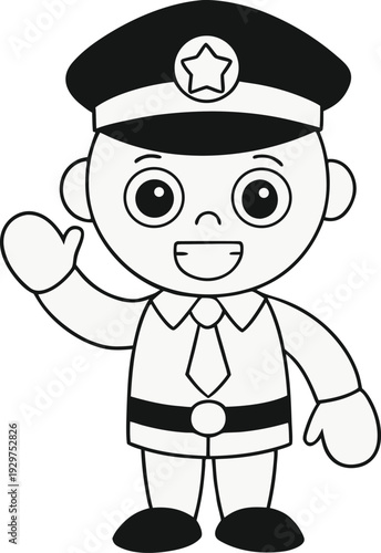 Cute Cartoon Police Officer Character for Kids Education vector illustration