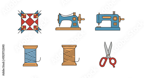 Vintage Quilt Line soft tone vector design