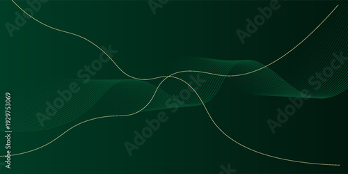 green abstract background design with elegant golden elements vector illustration