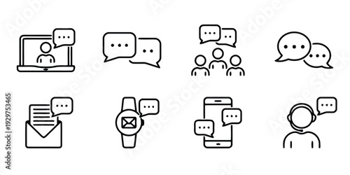 Communication and chat icons set for online messaging and conversation