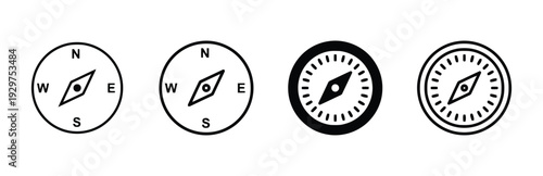 Compass icons set for navigation and direction guidance