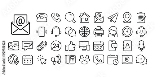 Contact and communication flat icons collection